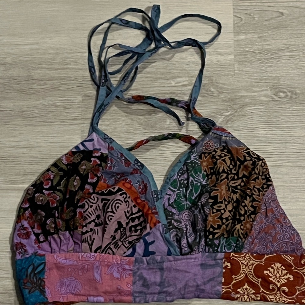 Colorful Patchwork Halter Top NWT - image 1